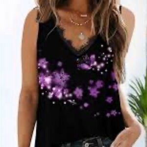 Banana Republic Black Sleeveless Silk lace trim Cami size small